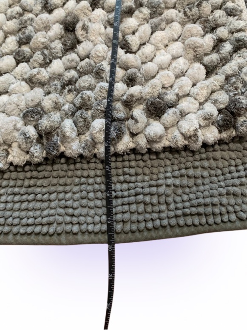 Gray Bath Rug Set - Textured Chenille & Pom - Picture 4 of 6